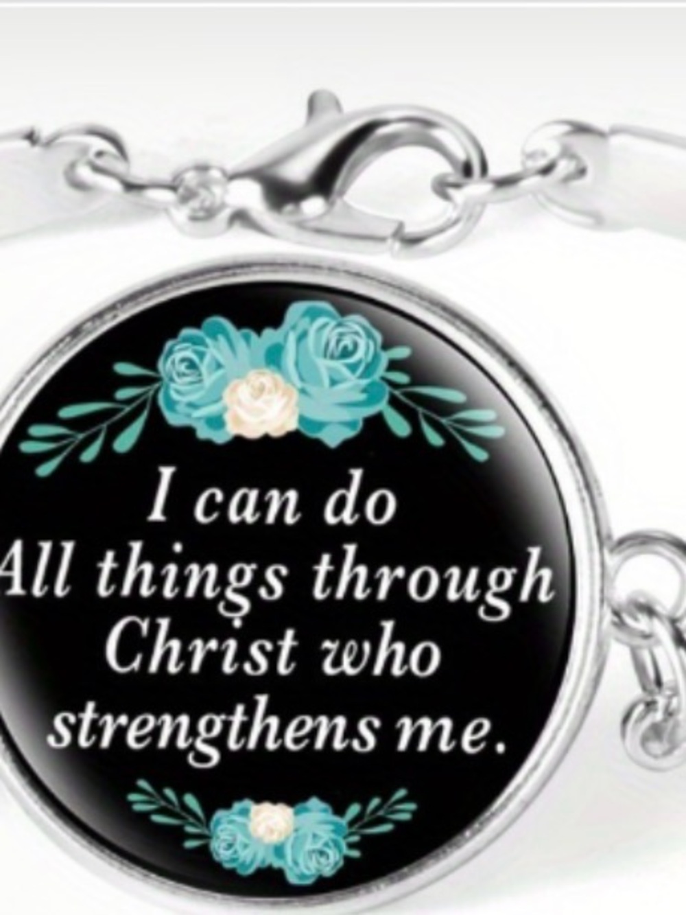 Inspirational Turquoise Floral Scripture Bracelet - Women Jewelry - Picture 2 of 2